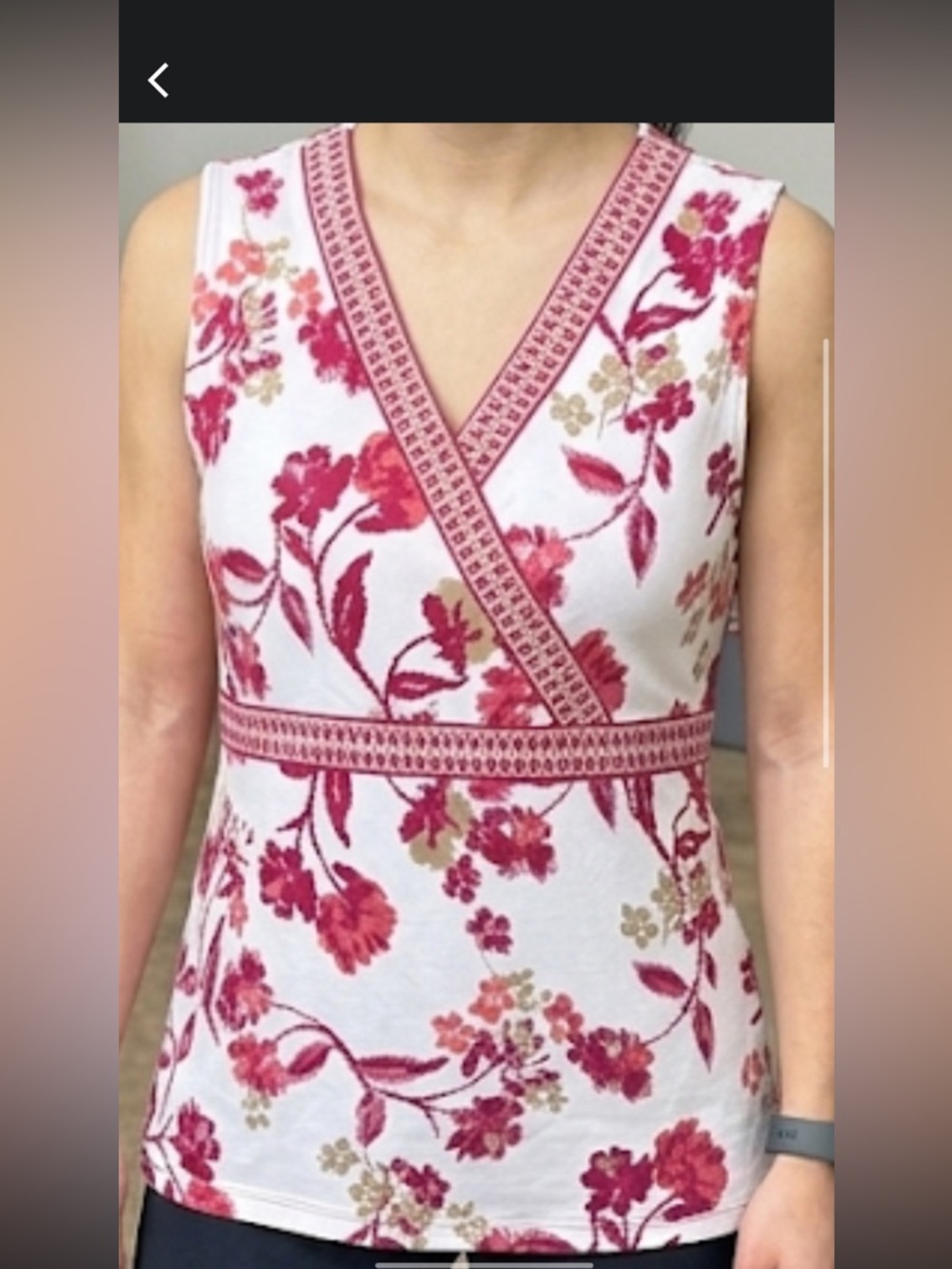 croft & barrow Pink and White Stretch Top Size XL